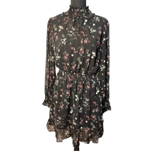 Sanctuary Smocked Black Floral Midi Dress, Women’s Size Small - Picture 1 of 14